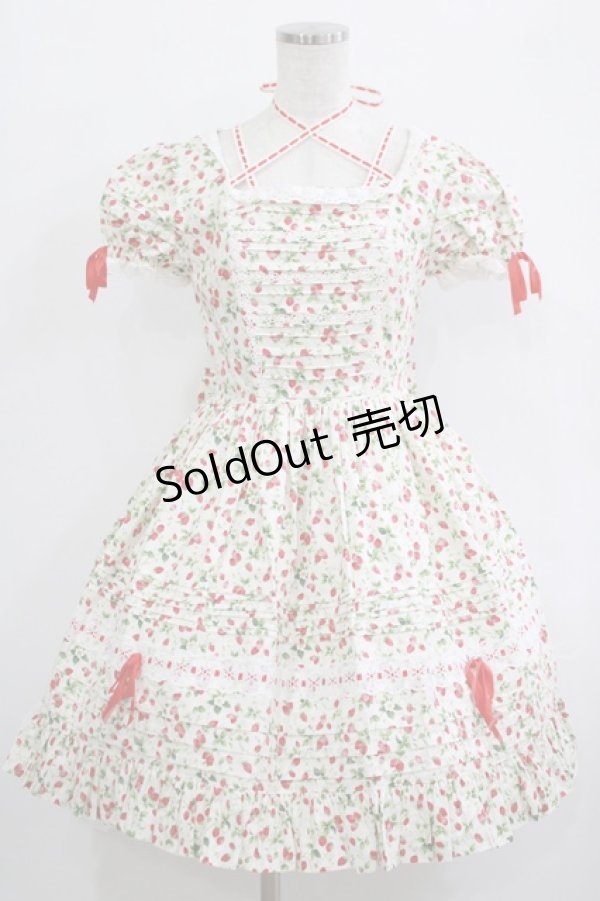 画像1: Angelic Pretty / いちご柄ワンピース Free オフ H-25-10-08-004-AP-OP-NS-ZH (1)