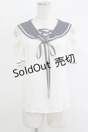 画像: Secret Honey / オフショルセーラーブラウス Free オフ/ネイビー H-25-10-08-040-CA-BL-NS-ZH