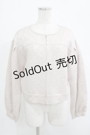 画像: axes femme / ジャカードノーカラージャケット M アイボリー H-25-10-08-042-AX-JA-NS-ZH