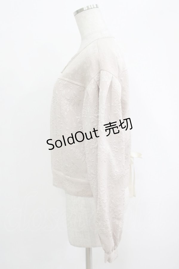 画像2: axes femme / ジャカードノーカラージャケット M アイボリー H-25-10-08-042-AX-JA-NS-ZH (2)