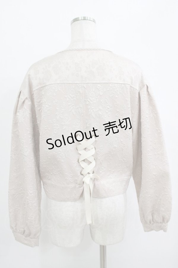 画像3: axes femme / ジャカードノーカラージャケット M アイボリー H-25-10-08-042-AX-JA-NS-ZH (3)