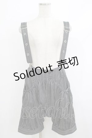 画像: PEACE NOW / サス付ストライプサルエルパンツ  黒 H-25-10-08-1030-PU-PA-KB-ZH