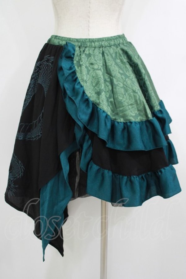 画像3: Qutie Frash / アシメパニエスカート  グリーン H-25-10-08-1031-QU-SK-KB-ZH (3)