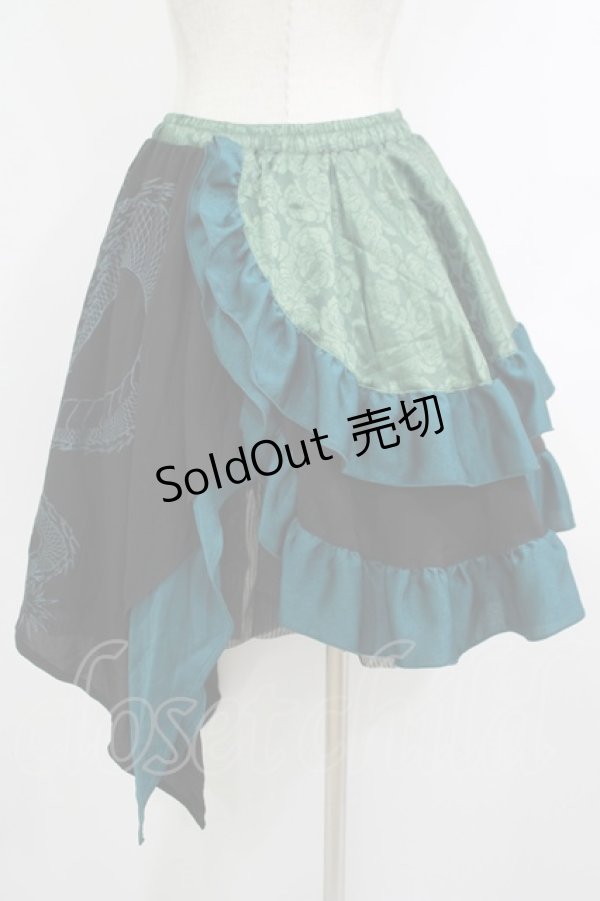 画像3: Qutie Frash / アシメパニエスカート  グリーン H-25-10-08-1031-QU-SK-KB-ZH (3)