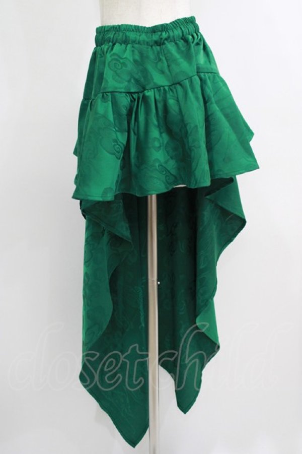 画像2: Qutie Frash / アシメラップスカート  グリーン H-25-10-08-1032-QU-SK-KB-ZH (2)