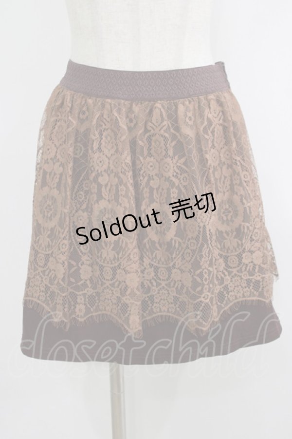 画像1: OZZ ANGELO / レースレイヤードスカート  ブラウン×ボルドー H-25-10-08-1034-OO-SK-KB-ZH (1)