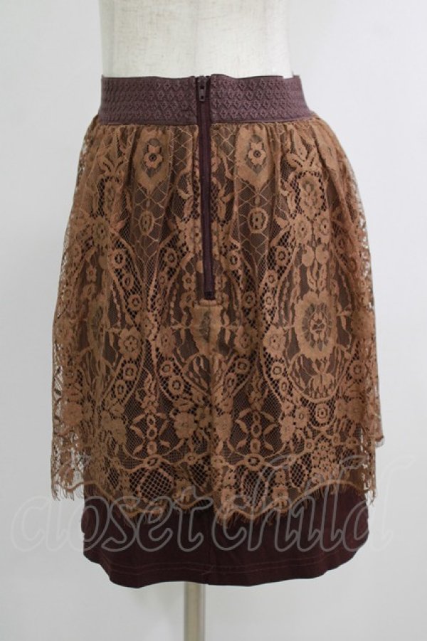 画像2: OZZ ANGELO / レースレイヤードスカート  ブラウン×ボルドー H-25-10-08-1034-OO-SK-KB-ZH (2)