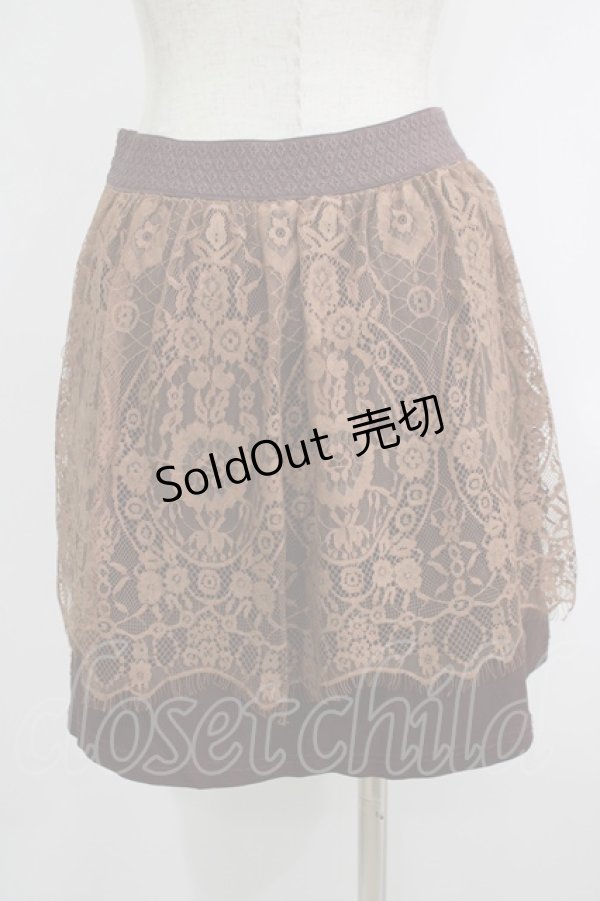 画像3: OZZ ANGELO / レースレイヤードスカート  ブラウン×ボルドー H-25-10-08-1034-OO-SK-KB-ZH (3)