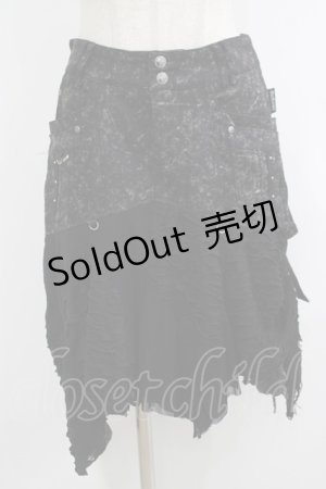 画像: Ozz Croce / ダメージカットイレギュラースカート  黒 H-25-10-08-1035-OO-SK-KB-ZH