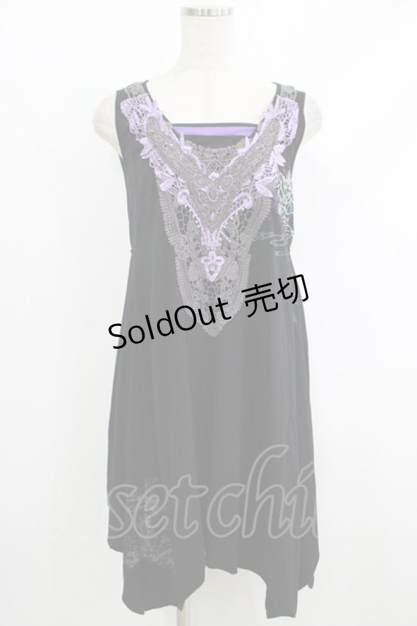 画像1: Ozz oneste / ヨークレース刺繍プリントチュニック  黒 H-25-10-08-1042-OO-TO-KB-ZT130 (1)