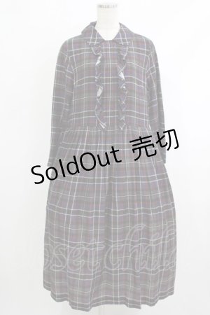 画像: Jane Marple Dans Le Salon / キュプラコットンタータンチェックフロントフリルドレス  パープル H-25-10-08-1005-JM-OP-KB-ZH