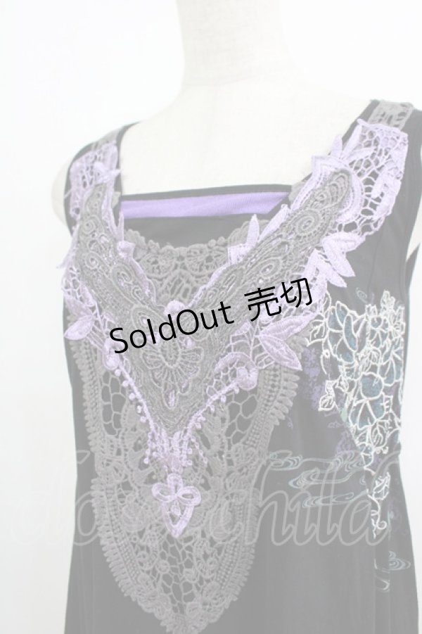 画像4: Ozz oneste / ヨークレース刺繍プリントチュニック  黒 H-25-10-08-1042-OO-TO-KB-ZT130 (4)