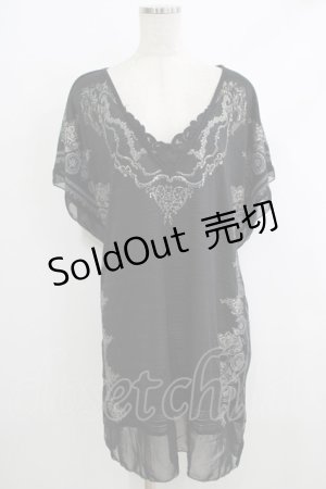 画像: Rozen Kavalier / プリントシアーチュニック  黒 H-25-10-08-1045-OO-TO-KB-ZT121