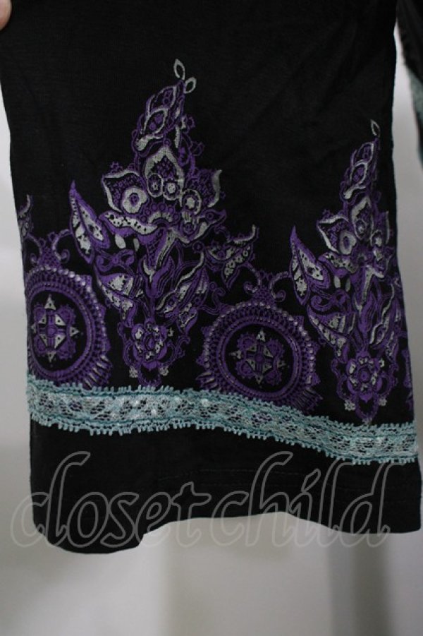 画像4: Ozz oneste / 刺繍プリントチュニックワンピース  黒 H-25-10-08-1046-OO-OP-KB-ZT023 (4)