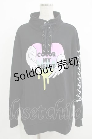 画像: LISTEN FLAVOR / COLOR MY HEARTハイネックトップス  ブラック H-25-10-08-1052-PU-TO-KB-ZH