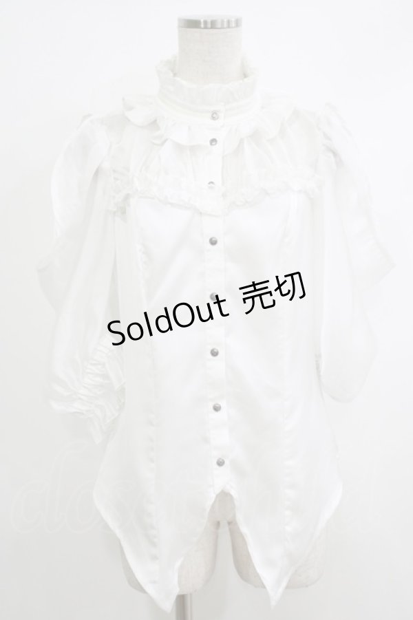 画像1: Hoshibako Works / ミッドナイトスターオフショルダー半袖ブラウス  ホワイト H-25-10-08-1053-LO-BL-KB-ZH (1)