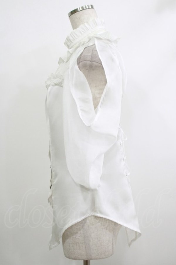 画像2: Hoshibako Works / ミッドナイトスターオフショルダー半袖ブラウス  ホワイト H-25-10-08-1053-LO-BL-KB-ZH (2)