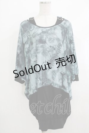 画像: Ozz Croce / プリントドルマンチュニックトップス  黒 H-25-10-08-1056-OO-TO-KB-ZH