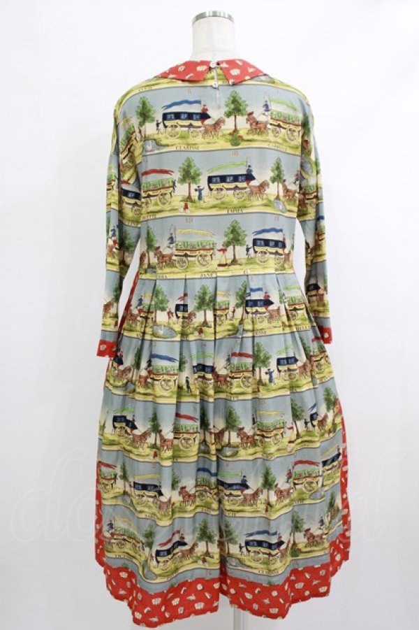 画像3: Jane Marple / Board gameタブリエドレス  ブルーグレー×レッド H-25-10-08-1006-JM-OP-KB-ZH (3)