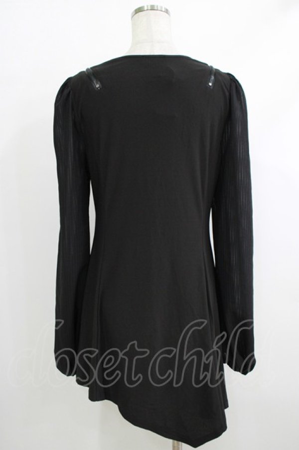 画像3: Qutie Frash / チャイナパフスリーブチュニック  ブラック×グリーン H-25-10-08-1060-QU-TO-KB-ZH (3)