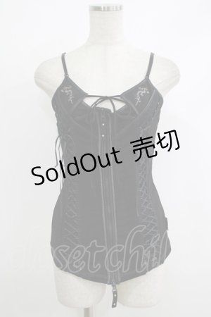 画像: Ozz Croce / フロントZIPビスチェキャミ  黒 H-25-10-08-1067-OO-TO-KB-ZH
