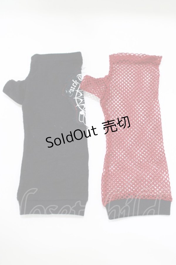 画像2: ALGONQUINS / フィンガーレスグローブ  黒×赤 H-25-10-08-1075-AL-ZA-KB-ZH (2)