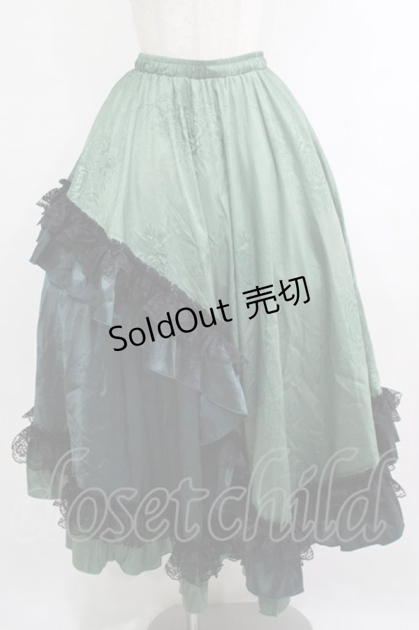 画像1: Qutie Frash / レースロングスカート  グリーン H-25-10-08-1008-QU-SK-KB-ZH (1)