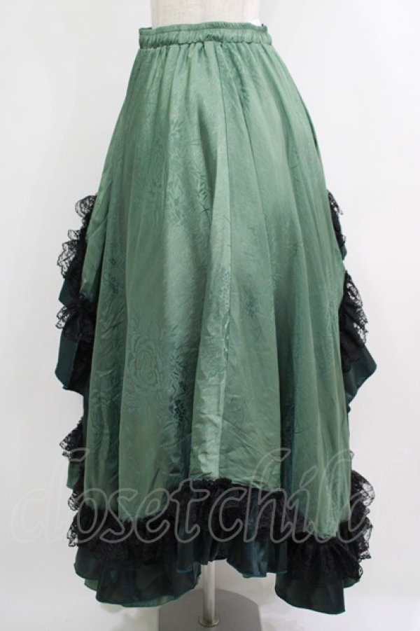 画像2: Qutie Frash / レースロングスカート  グリーン H-25-10-08-1008-QU-SK-KB-ZH (2)