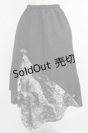 画像: Qutie Frash / 2023-宵鶴-アシメロングスカート  黒 H-25-10-08-1009-QU-SK-KB-ZH