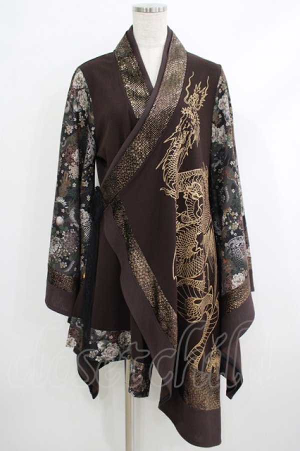 画像1: Qutie Frash / 着物カーデ  茶 H-25-10-08-1020-QU-TO-KB-ZH (1)