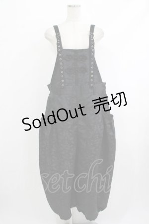 画像: Qutie Frash / サロペットパンツ  ジャガードブラック H-25-10-08-1022-QU-PA-KB-ZH