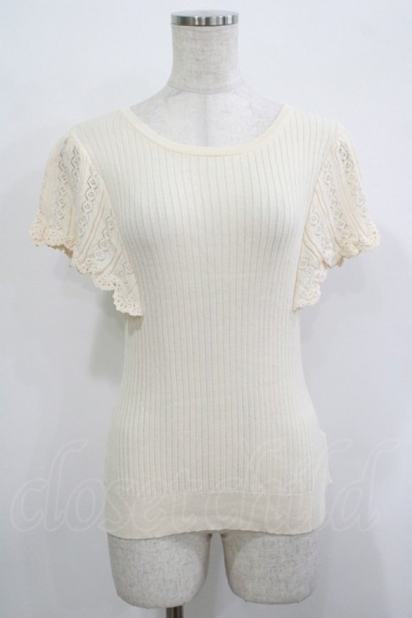 画像1: F&A / 透かし編みラッフルノースリーブニットプルオーバー Free IVORY H-25-10-08-056-LO-TO-NS-ZH (1)