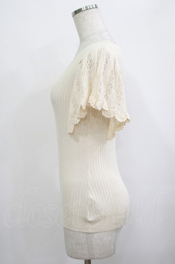 画像2: F&A / 透かし編みラッフルノースリーブニットプルオーバー Free IVORY H-25-10-08-056-LO-TO-NS-ZH (2)