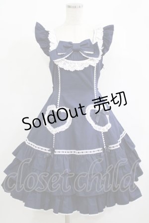 画像: Angelic Pretty / Cute Heartジャンパースカート Free ネイビー H-25-10-08-006-AP-OP-NS-ZH