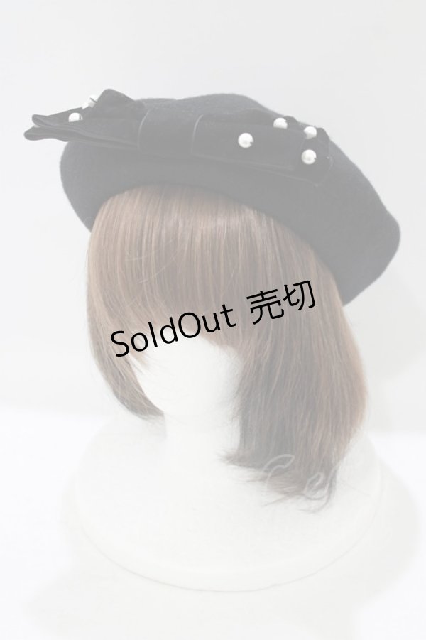 画像1: m petit by misako / TT*AMリボンBベレー  ブラック H-25-10-08-076-LO-AC-NS-ZH (1)