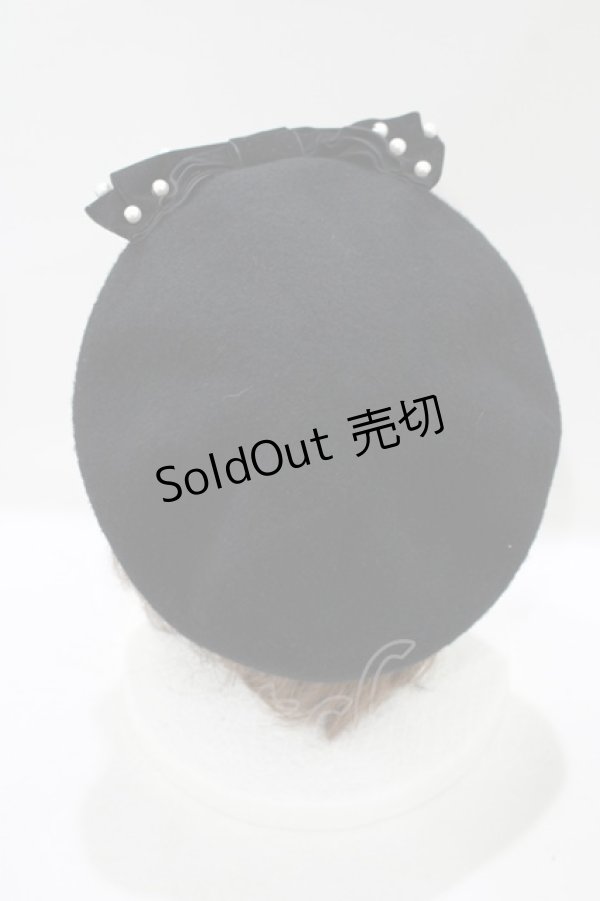 画像2: m petit by misako / TT*AMリボンBベレー  ブラック H-25-10-08-076-LO-AC-NS-ZH (2)