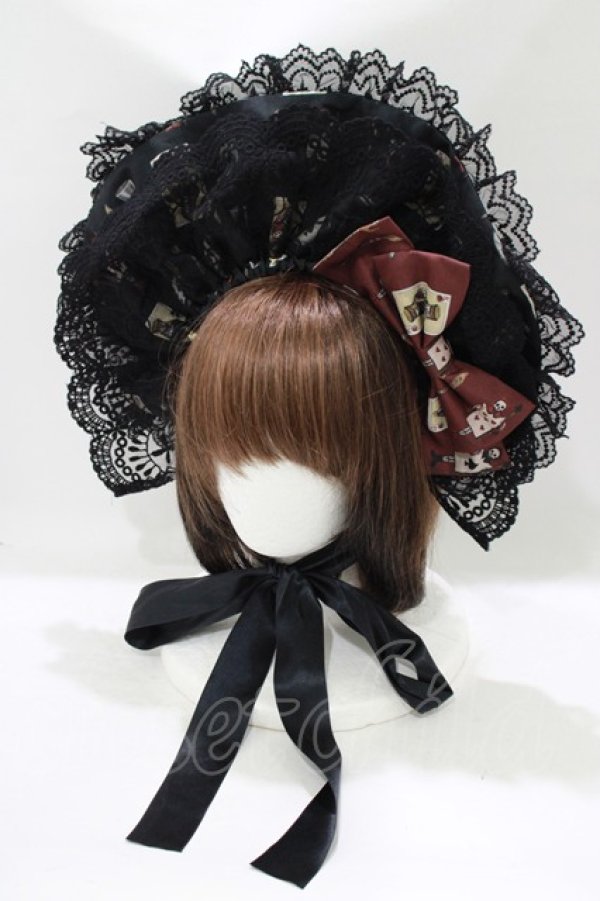 画像1: Royal Princess Alice / Dark Alice Tea Party・まくらくらまコラボボンネット風エリザベスカラー  ブラック H-25-10-08-077-LO-AC-NS-ZH (1)