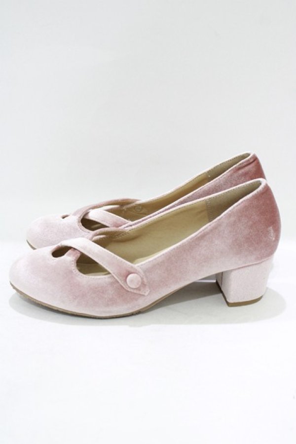 画像2: an another angelus / クロスストラップベロアパンプス M/23.5cm PINK H-25-10-08-081-CA-SH-NS-ZH (2)