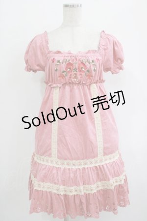 画像: LIZ LISA / お花刺繍ワンピース Free ピンク H-25-10-08-020-LO-OP-NS-ZH