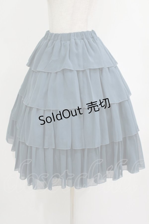画像2: metamorphose / シフォンフリルスカート Free 紺 H-25-10-08-022-ME-SK-NS-ZH (2)