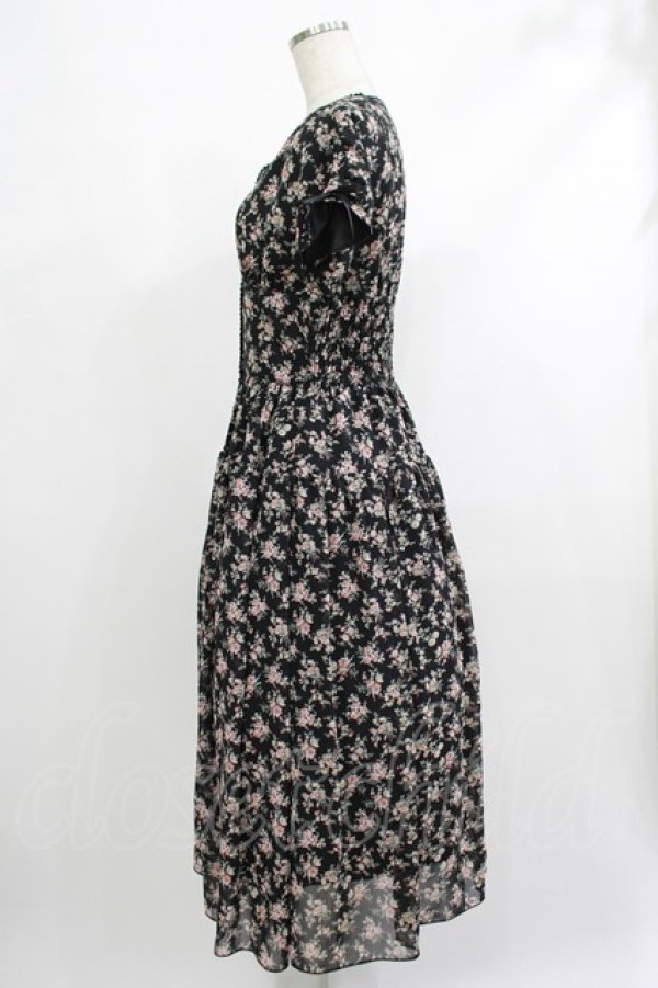 画像2: Maison de FLEUR Petite Robe / フラワープリントドレス S ブラック H-25-10-09-025-EL-OP-NS-ZH (2)