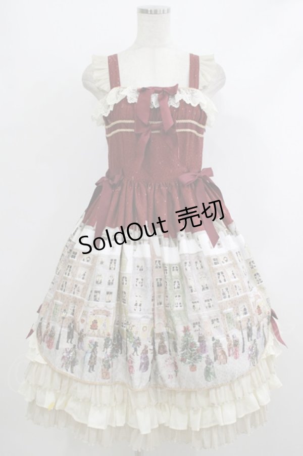 画像1: BABY,THE STARS SHINE BRIGHT / 星すむ今宵のトロイメライ柄ロングフリルジャンパースカート Free エンジ H-25-10-09-003-BA-OP-NS-ZH (1)