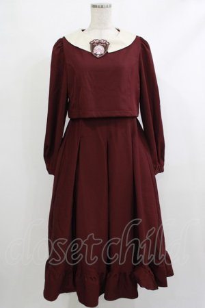 画像: m petit by misako / サンリオキャラクターズコラボ マイメロディワッペン付きワンピース M ボルドー H-25-10-09-031-LO-OP-NS-ZH