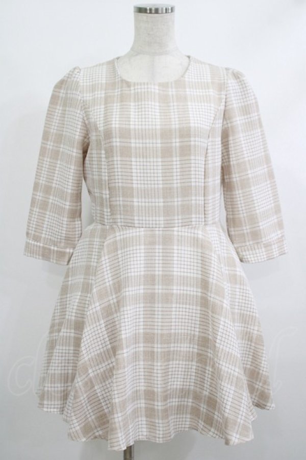 画像1: Rojita / チェックワンピース Free ベージュ H-25-10-09-034-LO-OP-NS-ZH (1)
