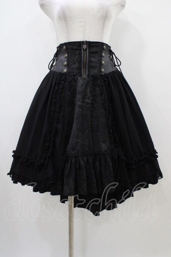 画像1: OZZ ANGELO / 地図柄フィッシュテールスカート  黒 H-25-10-09-1030-OO-SK-KB-ZH (1)