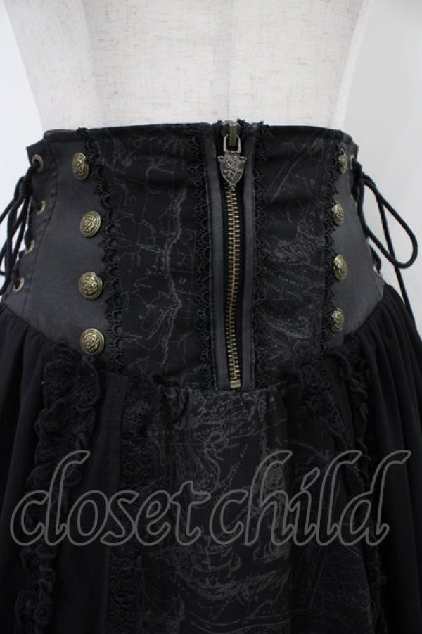 画像4: OZZ ANGELO / 地図柄フィッシュテールスカート  黒 H-25-10-09-1030-OO-SK-KB-ZH (4)