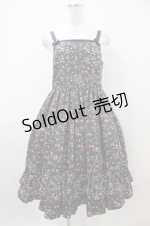 画像: Melody BasKet / Strawberry garden petit frillジャンパースカート  ブラック H-25-10-09-1035-LO-OP-KB-ZH