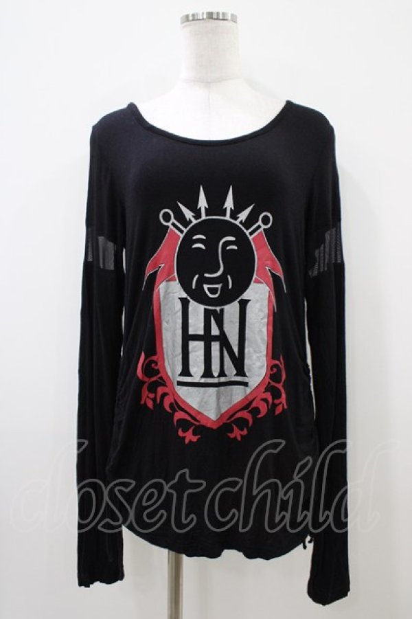 画像1: NAOTO SEVEN / プリントカットソー  黒 H-25-10-09-1046-HN-TO-KB-ZH (1)