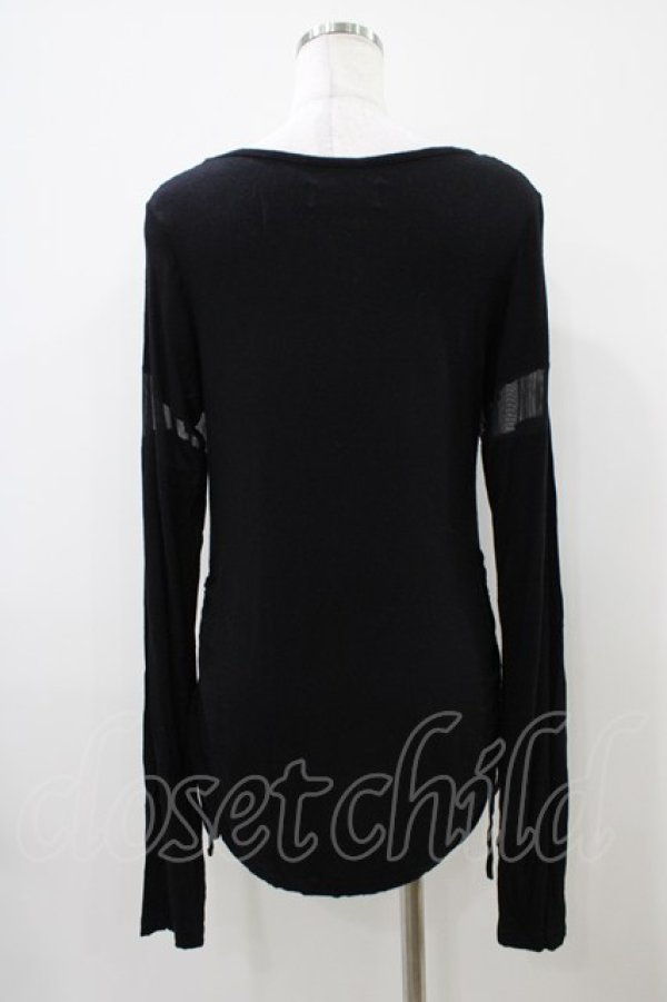 画像2: NAOTO SEVEN / プリントカットソー  黒 H-25-10-09-1046-HN-TO-KB-ZH (2)