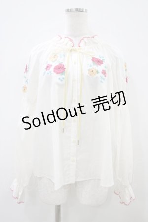 画像: Jane Marple / Folklore flowersエンブロイダリーブラウス  アイボリー H-25-10-09-1051-JM-BL-KB-ZH